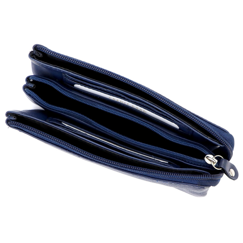 Gregorio Portfel Damski Skórzany Podłużny Na Suwak Saszetka pojemna