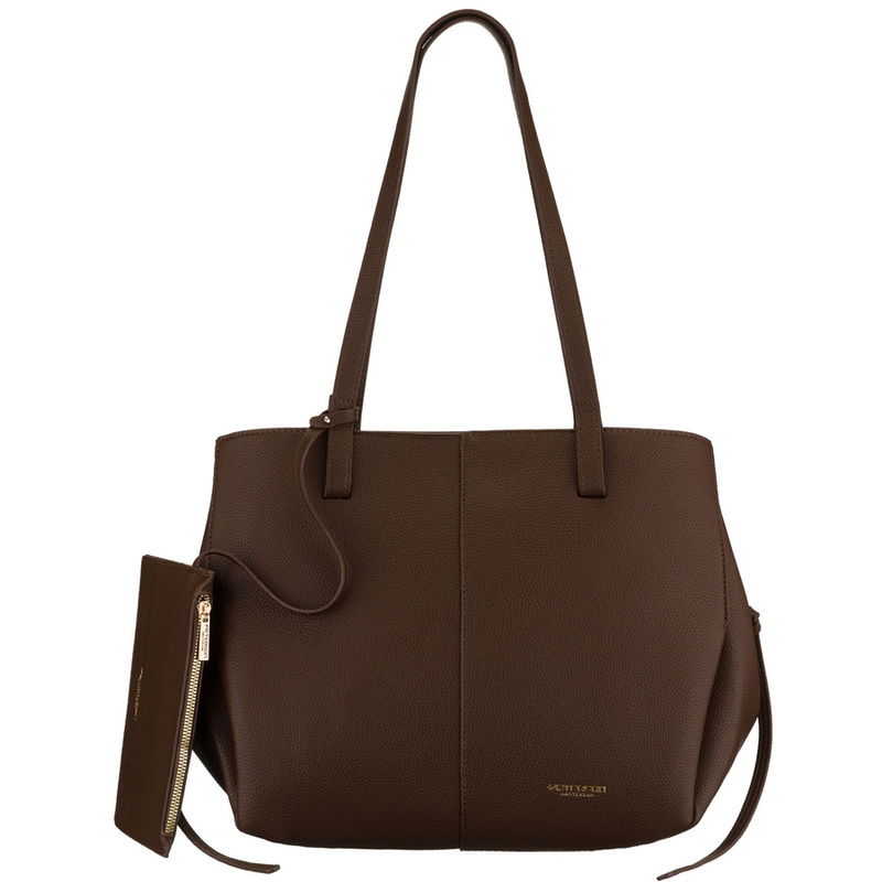 Brązowa shopperka damska wykonana ze skóry ekologicznej z praktycznym etui w zestawie - Peterson