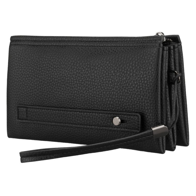Elegancka saszetka męska ze skóry ekologicznej w czarnym kolorze - Rovicky