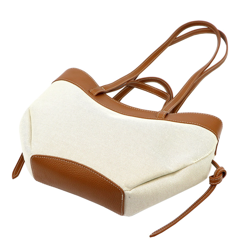 Duża stylowa damska shopperbag z lnem na ramię