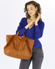 Duża torba shopper skórzana podwójne rączki - MARCO MAZZINI brąz camel