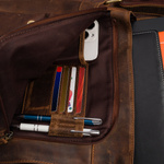 Torba męska skórzana na ramię laptopa 15" duża A4 brązowa nubuk biznesowa Beltimore N26