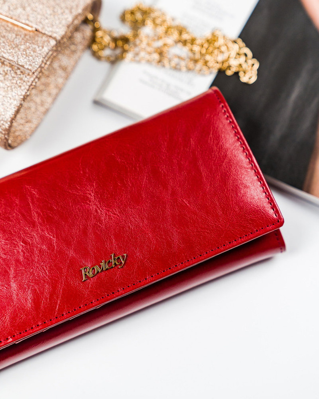 Skórzany damski portfel Rovicky 8802-BPRN RFID