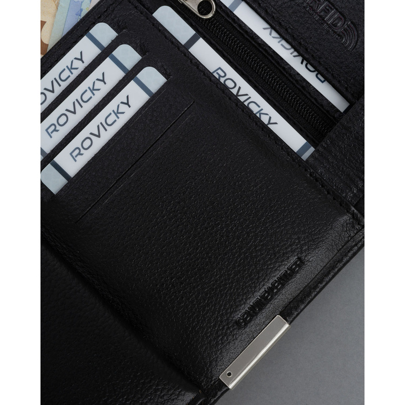 Duży, skórzany portfel męski w czarnym kolorze zamykany zatrzaskiem - 4U Cavaldi