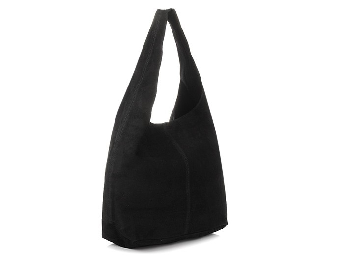 zamszowa torebka skórzana na ramię z saszetką czarna N88