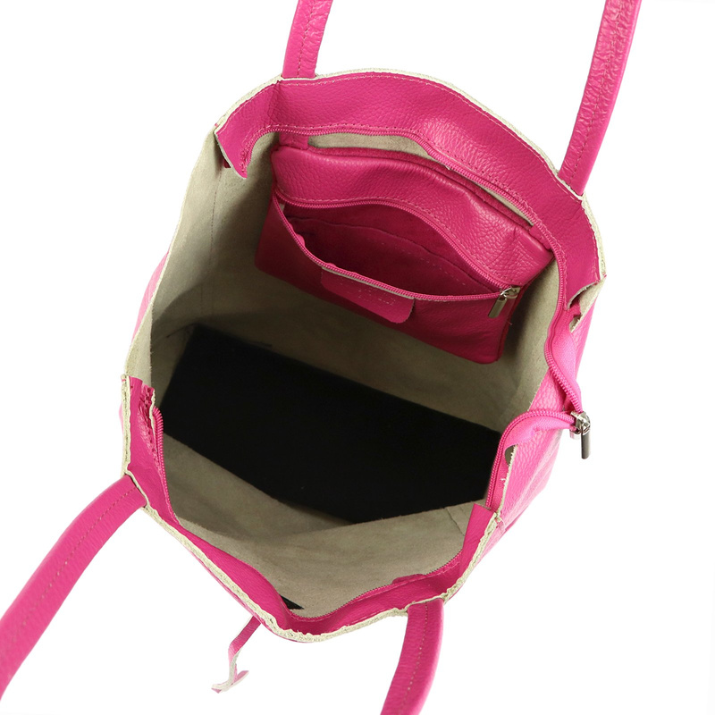 Skórzana damska shopperbag z kieszenią od MiaMore