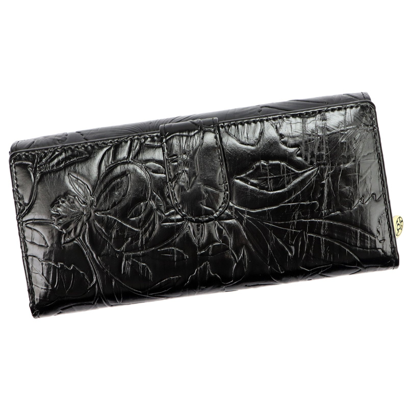 Gregorio podłużny damski portfel duży skóra naturalna kwiatowy wzór