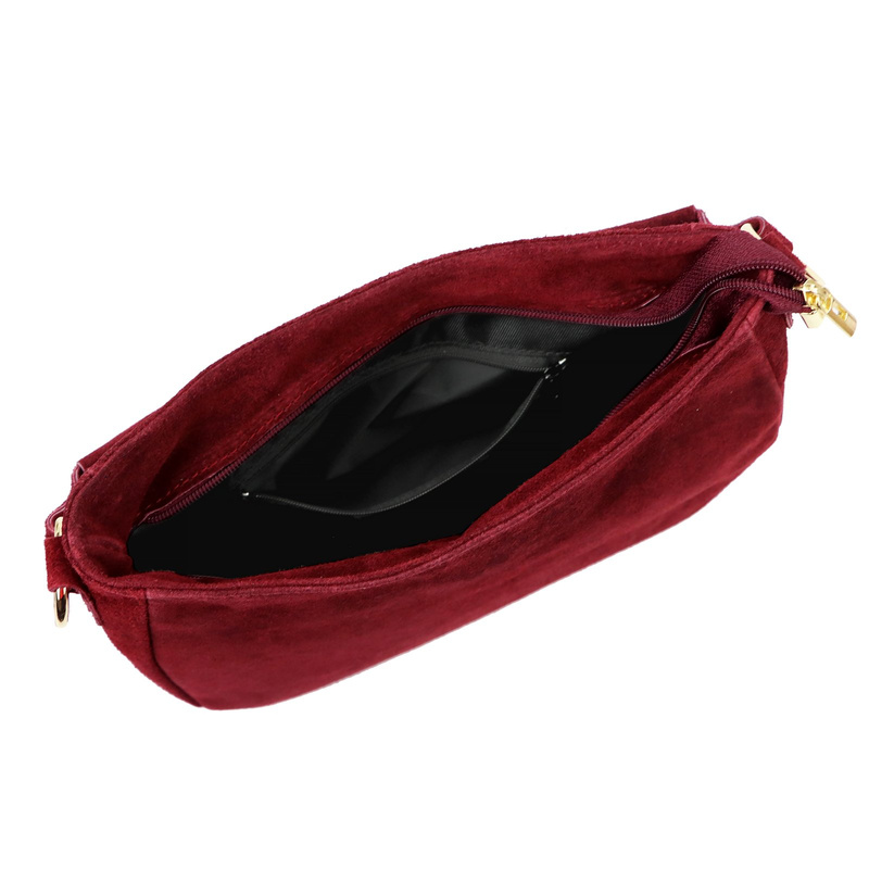 Vera Pelle Torebka Skórzana Damska Listonoszka Na Ramię Zamsz Naturalna