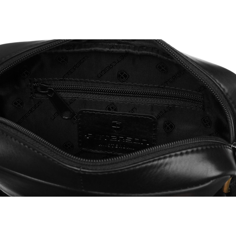 Jednokomorowa listonoszka męska ze skóry naturalnej w czarnym kolorze - Peterson