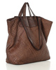 Torba damska pleciona shopper & shoulder leather bag MARCO MAZZINI brąz