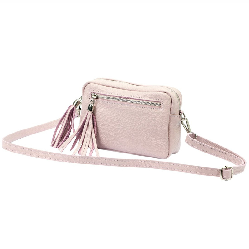 Damska listonoszka torebka Skórzana z brelokiem frędzlem i kieszeniami Luka