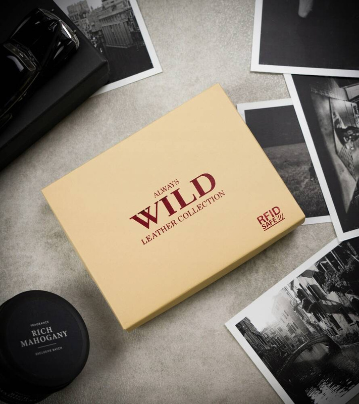 Portfel Skórzany Męski Zapinany Brązowy RFID Wild Skóra Naturalna