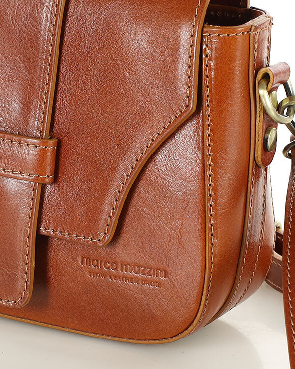 Torebka skórzana crossbody bag MAZZINI VERONA - camel