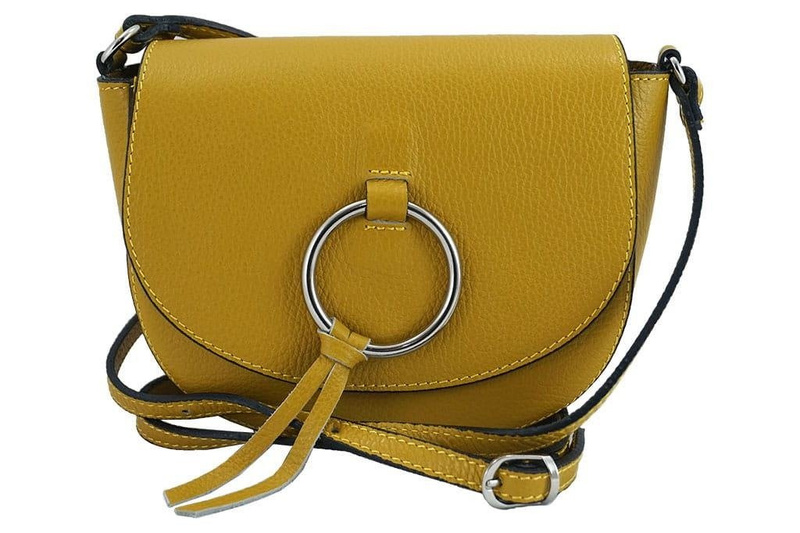 Damska skórzana listonoszka włoska - Szara ciemna