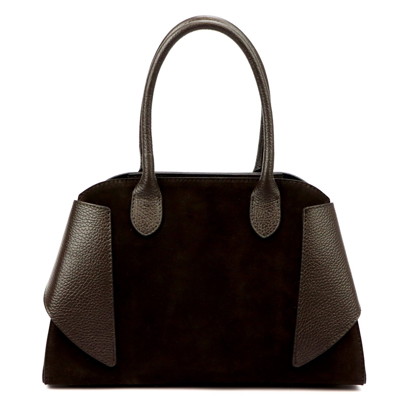 Vera Pelle damska torebka na ramię skóra naturalna i zamsz listonoszka