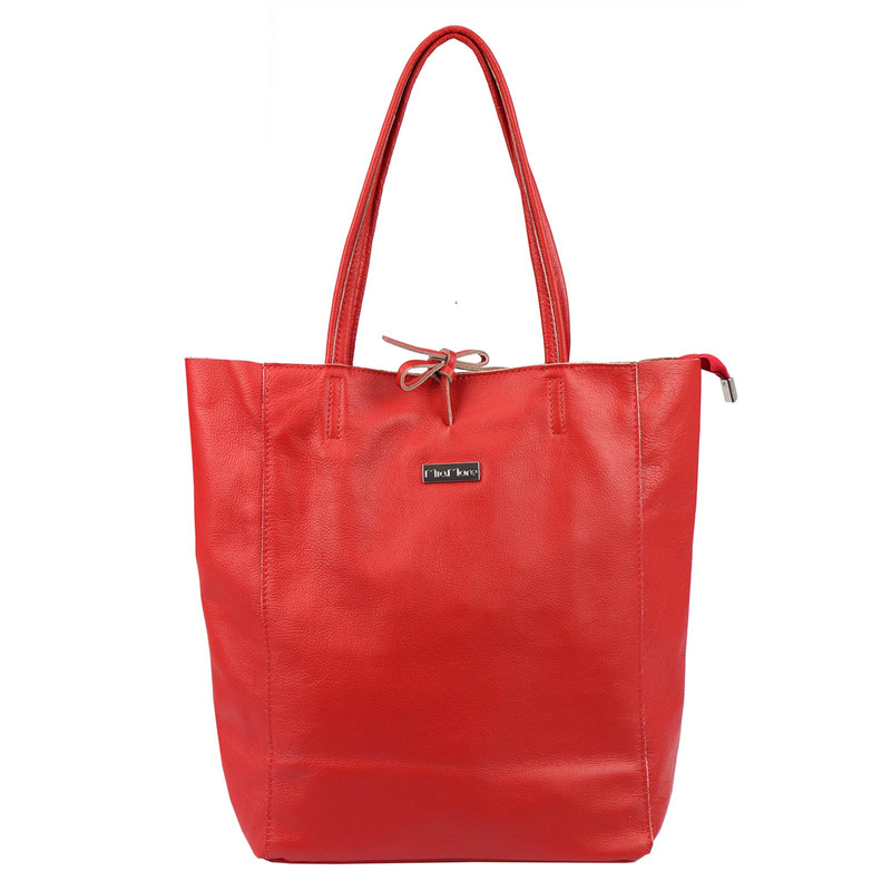 Skórzana damska shopperbag z kieszenią od MiaMore