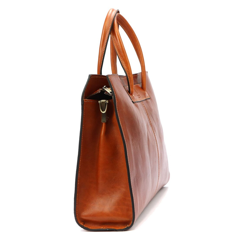 Florence Duża Damska skórzana torebka na dokumenty do pracy z paskiem