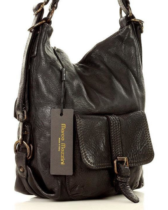 Torba skórzana dla wymagających z opcją plecak old school leather bag - MARCO MAZZINI czarny