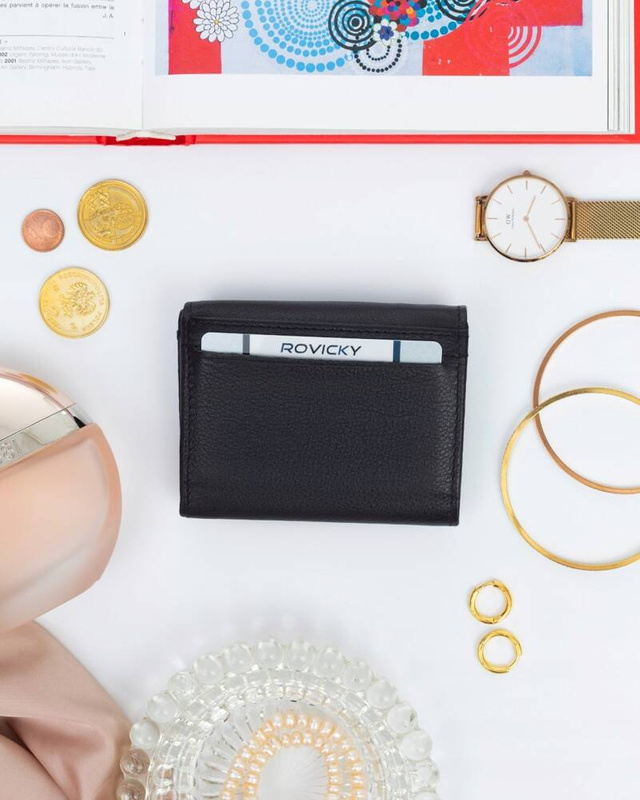 Rovicky mała portmonetka skóra naturalna zgrabny portfel damski mały