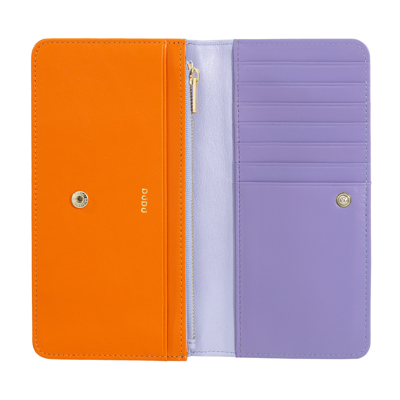 DUDU portfel damski skóra naturalna podłużna portmonetka zatrzask