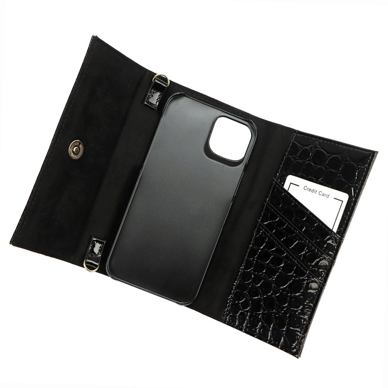 MiaMore etui Iphone 12 PRO case z klapą wzór skóra krokodyla z łańcuszkiem