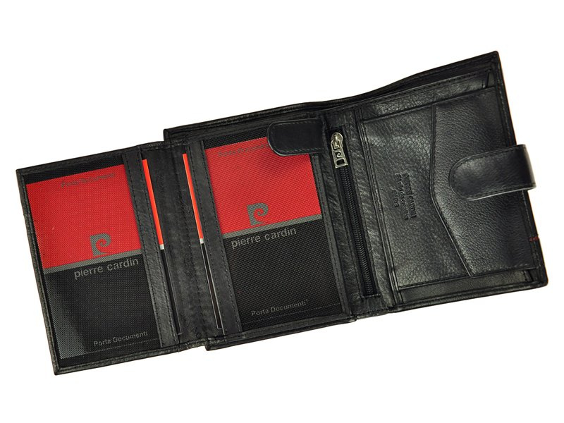 Portfel Skórzany Męski Duży Stylowy Czarny Skóra Naturalna Pierre Cardin