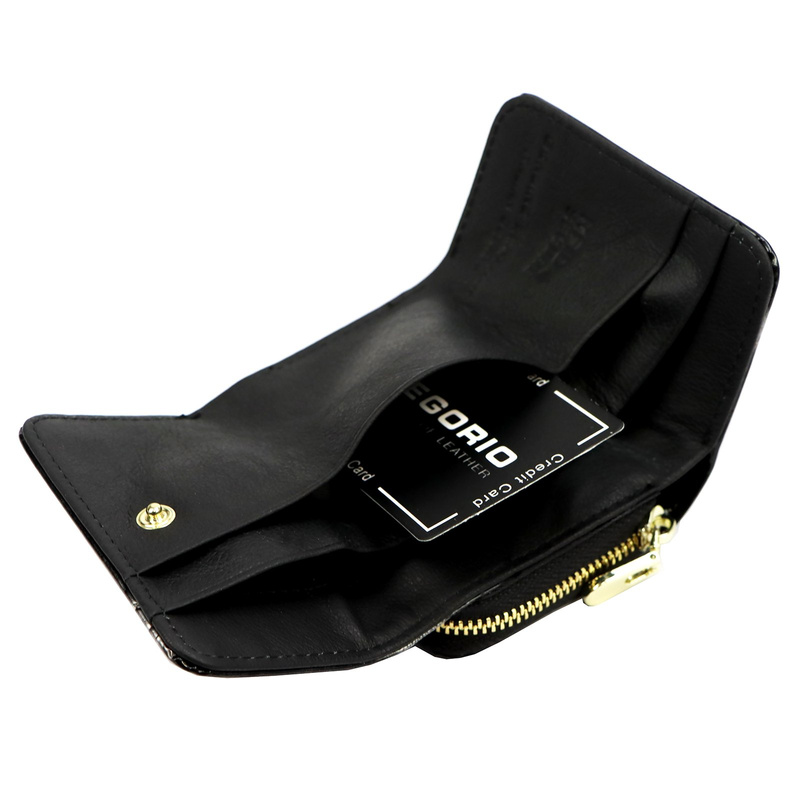 Gregorio mały portfel damski skóra naturalna lakierowana portmonetka motyle