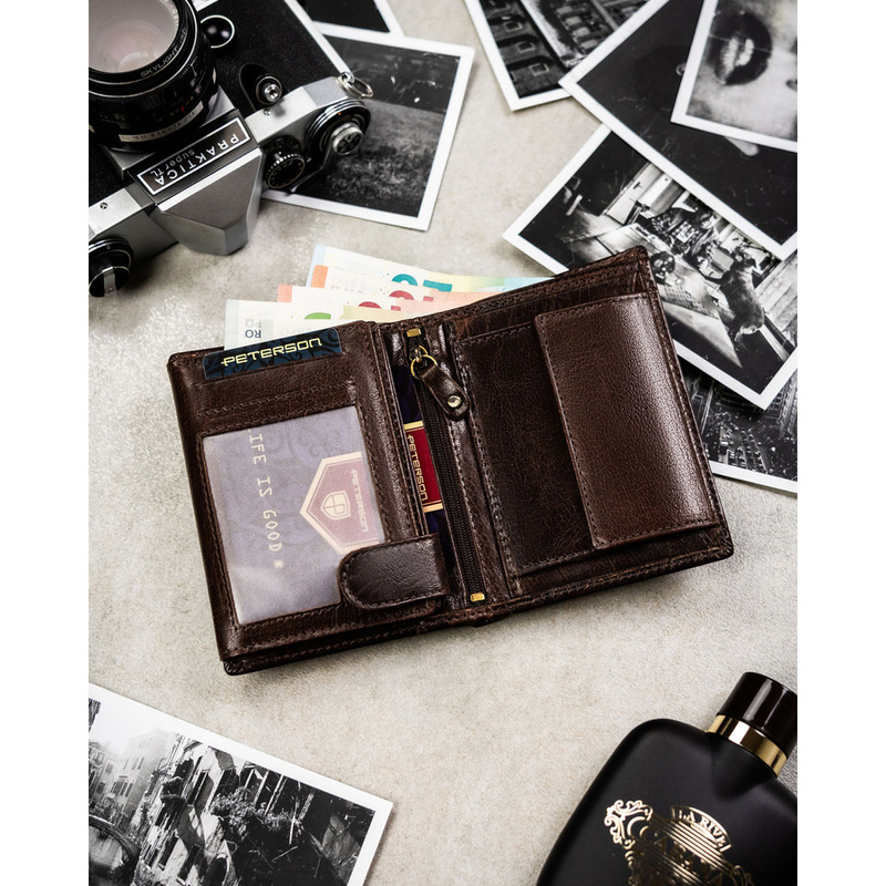 Skórzany męski portfel Peterson PTN N4-BUF