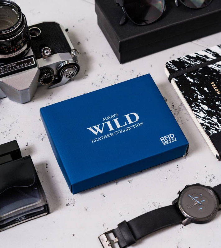 Skórzany rozbudowany męski portfel Wild z RFID