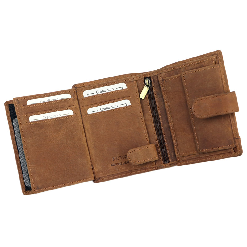 Nordee portfel męski skóra naturalna duży pionowy rozbudowany na zatrzask