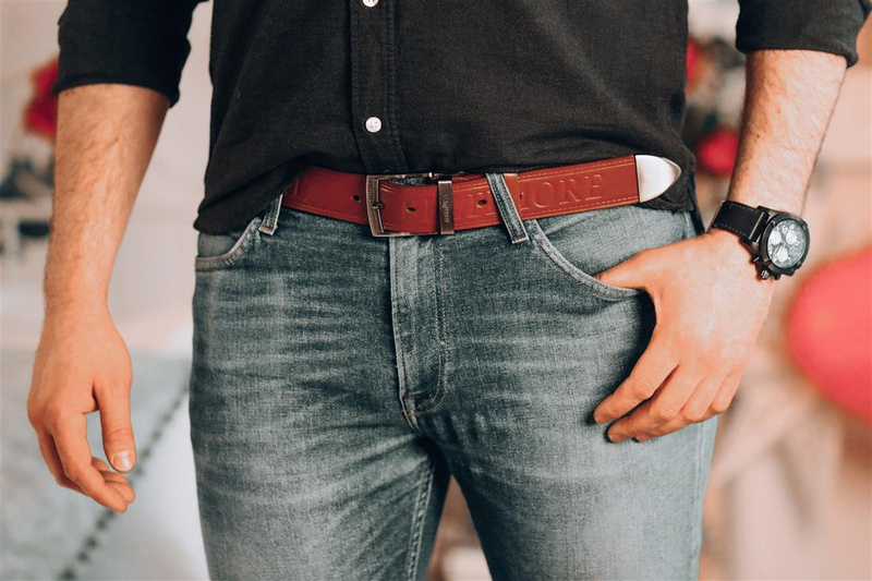 Beltimore męski skórzany pasek szeroki jeans koniak 522 : Kolory - brązowy, beżowy, Rozmiar pasków - r.125-140 cm