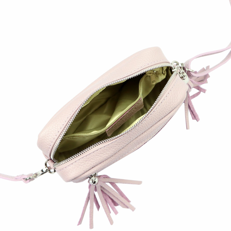 Damska listonoszka torebka Skórzana z brelokiem frędzlem i kieszeniami Luka