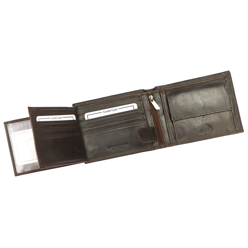 Nordee męski poziomy portfel skóra naturalna kompaktowy i pojemny