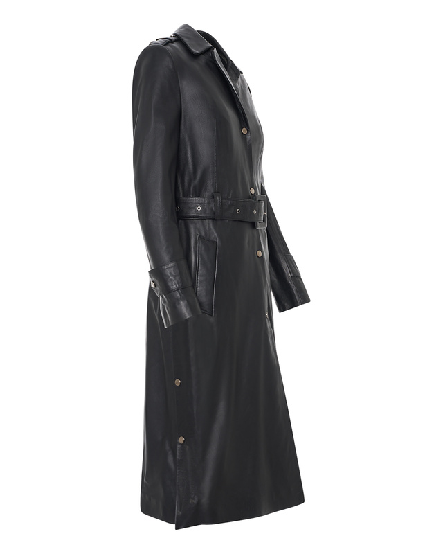 Bukowski Skórzany Płaszcz damski "Żaneta" trencz z paskiem na guziki