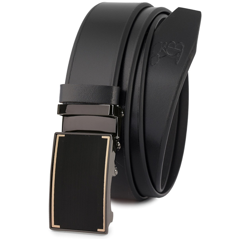 Pasek męski skórzany klamra automat czarny Beltimore A08 : Kolory - czarny, Rozmiar pasków - r.115-130 cm