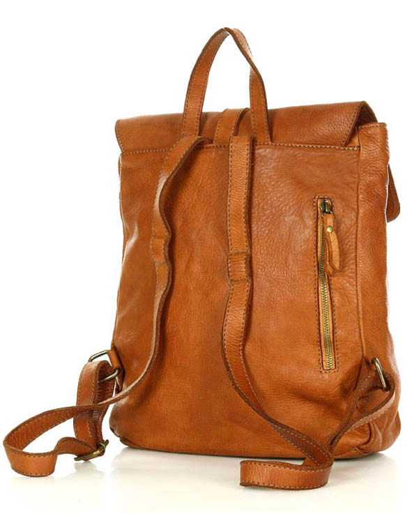 MARCO Miejski plecak skórzany w stylu old look handmade leather brąz camel