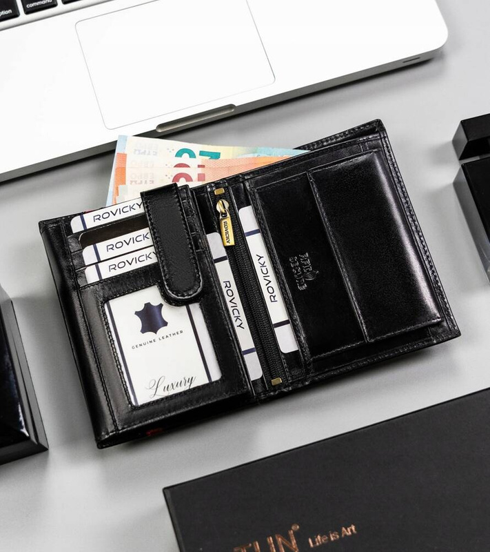 Męski pojemny skórzany portfel z RFID od Rovicky