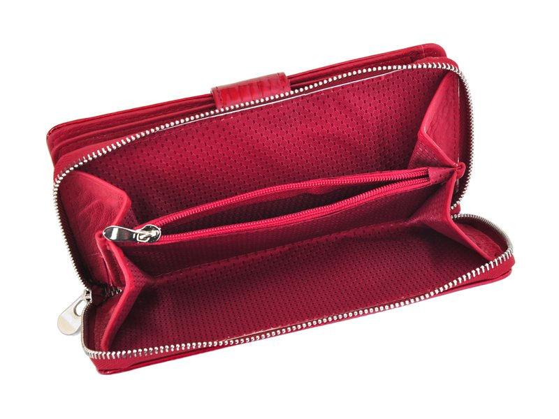 Stylowa Lakierowana duża damska skórzana portmonetka marki Jennifer Jones