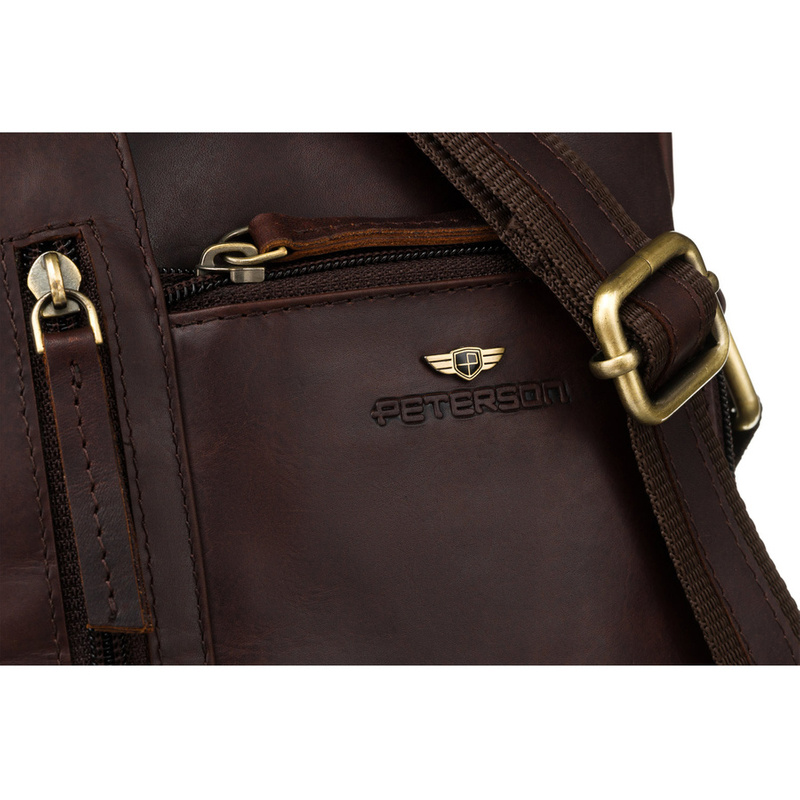 Stylowa listonoszka męska vintage ze złotymi okuciami - Peterson