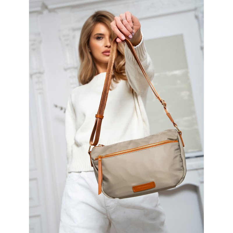 Miejska listonoszka damska z nylonu w odcieniach khaki i brązu - Peterson