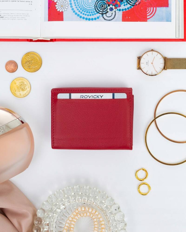 Rovicky mała portmonetka skóra naturalna zgrabny portfel damski mały