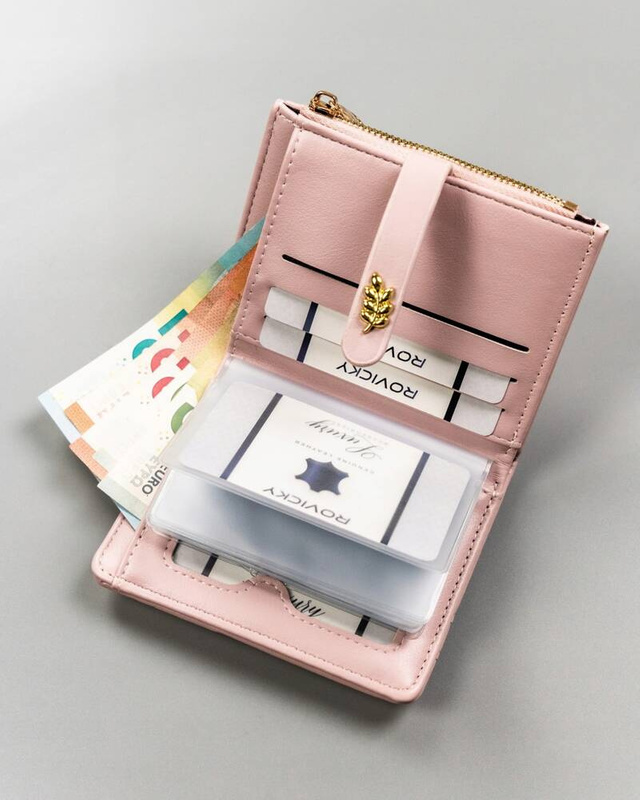 Mały damski portfel z haftem liści od 4U Cavaldi