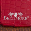 Etui na dokumenty karty czerwone skórzane skóra croco slim Beltimore J06