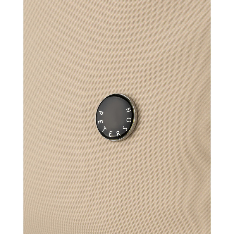 Beżowa torebka damska z poliestru i skóry ekologicznej wyposażona w kieszonkę zewnętrzną - Peterson