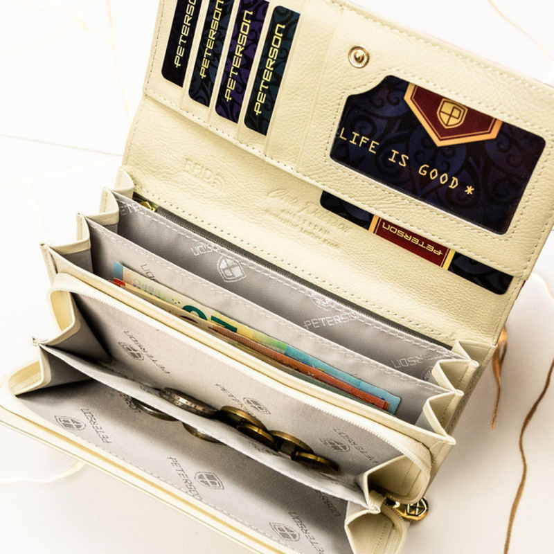 skóra naturalna + Damski portfel ze skóry ekologicznej Peterson PTN PX20-PF1