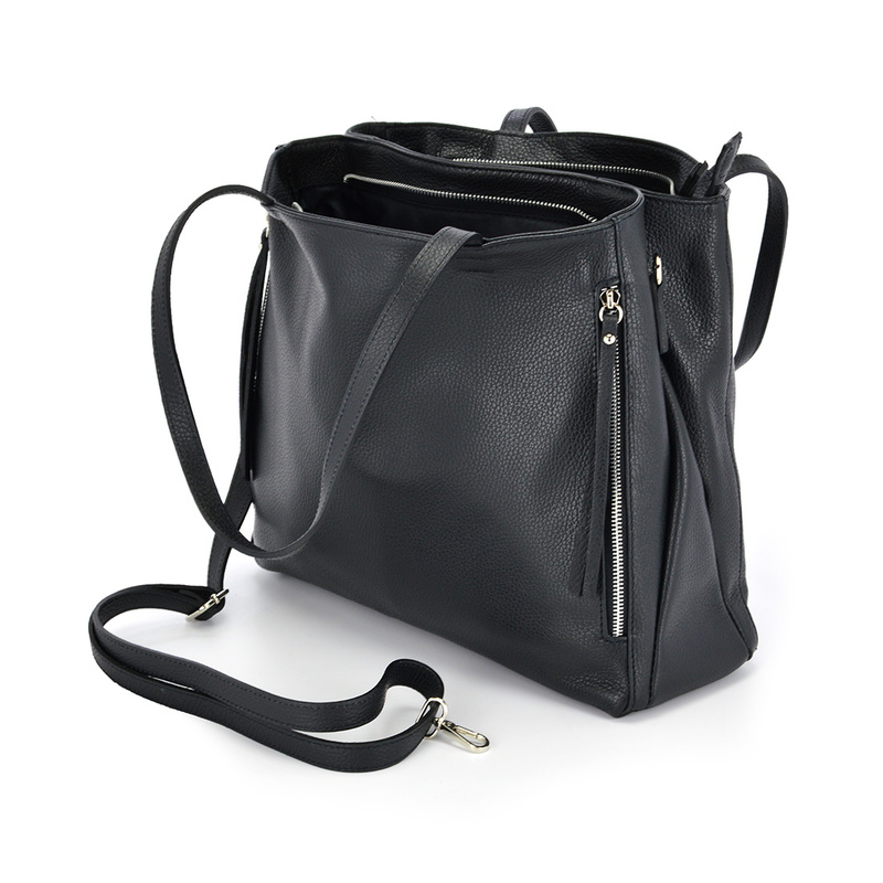 Elegancka stylowa duża damska skórzana shopperbag