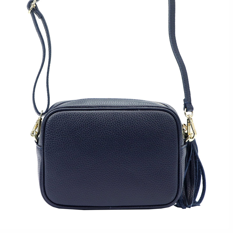 Luka damska listonoszka skóra naturalna torebka z brelokiem z frędzlem