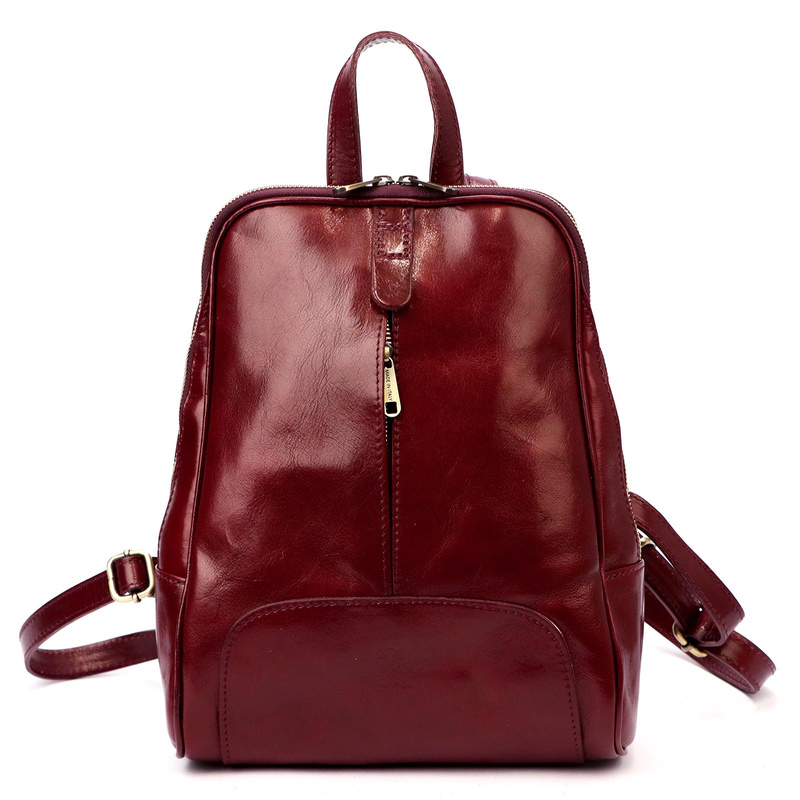 Florence Miejski Damski plecak skóra naturalna z kieszeniami na suwak