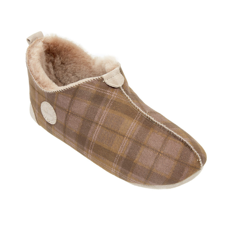 Kapcie męskie OXFORD Tartan beżowe