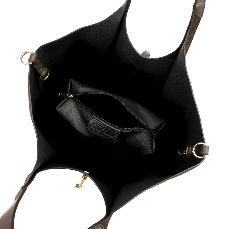 Vera Pelle damska torebka na ramię skóra naturalna shopperbag z paskiem